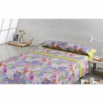 Es-Tela Gema 100278 - Juego de sábanas estampadas para cama de 180 cm, 4 piezas, color pistacho