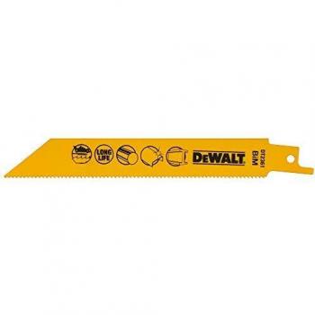DEWALT DT2361-QZ - Hoja de sierra sable bi-metal, long: 152mm, paso de diente: 1.8mm, para cortes rápidos en metal y metales no ferrosos, chapa metálica, tuberías y perfiles entre 3 y 8mm de espesor