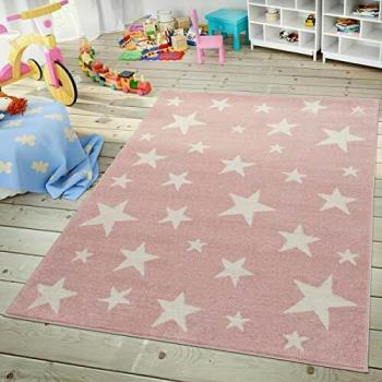 Alfombra Infantil Pelo Corto Estrellas Gris 80x150 cm