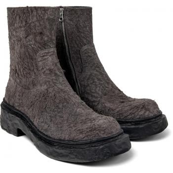 Camperlab Vamonos Unisex Animal Print Leather Ankle Boots - Grey, Size 38