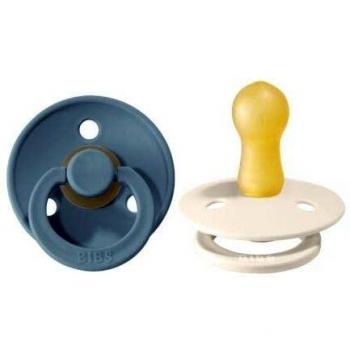 Chupete BIBS Colour Talla 1 (0-6 meses) Marfil y Azul Petróleo, Pack de 2