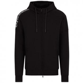 Sudadera con capucha EA7 Emporio Armani Logo Series de algodón negra para hombre, casual y deportiva, talla L