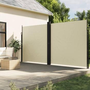 Carpa de sol retráctil lateral crema 220x600 cm