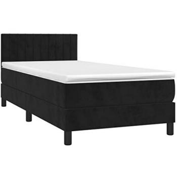 Cama box spring con colchón terciopelo negro 90x200 cm
