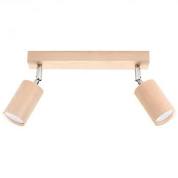 Aplique de Techo Berg 2 Madera GU10 LED Interior Spot Doble Bombilla 20cm