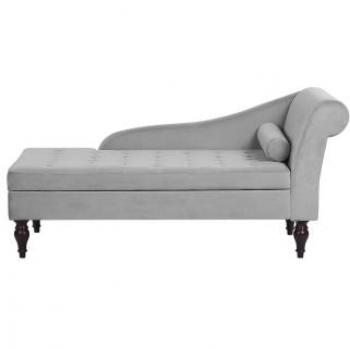 Chaise longue de terciopelo gris con almacenaje moderno Pessac