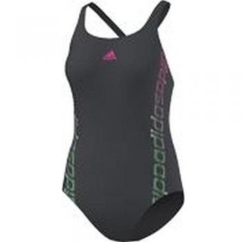 adidas Lin 1PC - Bañador para mujer, color gris / rosa / verde , talla 36
