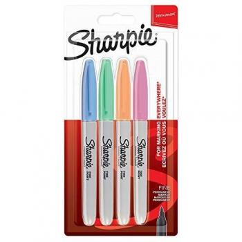 Sharpie 2065402.0 - Rotuladores permanentes, punta fina, paquete de 4, colores surtidos pastel