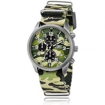 Bobroff BF0020 Men's Chronograph Watch with Nylon Strap, 42mm Camouflage Design