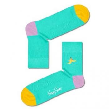 Calcetines 1/2 Crew Ribeteados con Bordado de Plátano - Talla 41-46 - Multicolor, Tejido Suave, Moda Unisex