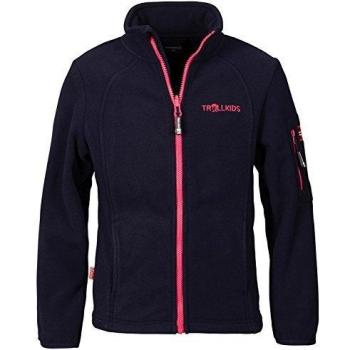 Trollkids Chaqueta de Polar para Niños Arendal, Color Azul Marino/Rosa Talla 8 años