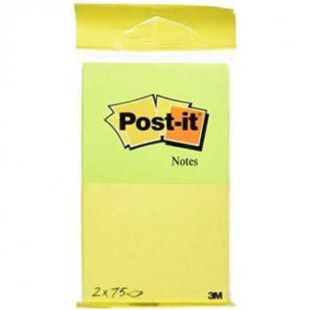 Notas Adhesivas Post-it® Amarillo y Verde, 76x63.5mm, Pack de 2 x 75 Hojas