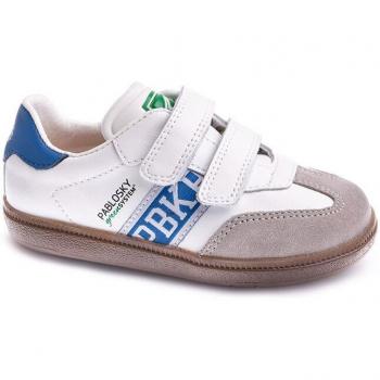 Zapatilla Deportiva Infantil de Piel con Velcro Color Blanco Pablosky 205704