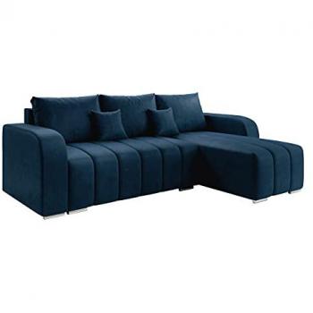 Sofá rinconero Muncie 107, Manila 26, con función de descanso y caja de ropa de cama, dimensiones 244 x 147 x 86 cm