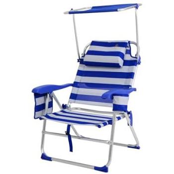 Silla de Playa Plegable TRITÓN 2108 con Toldo y Nevera Incorporada - 8 Posiciones - Crevicosta Marinera