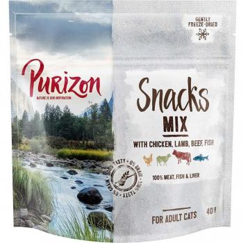 Purizon Adult Mix Grain-Free Cat Snack Trial Pack - Mixed Flavours (Fish, Chicken, Lamb, Beef, Duck) - 3 x 40g