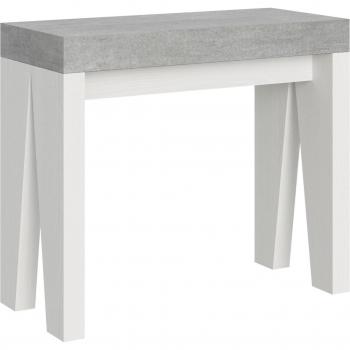 Consola Extensible 90x40/300 cm Naxy Mix Tapa Cemento Estructura Fresno Blanco