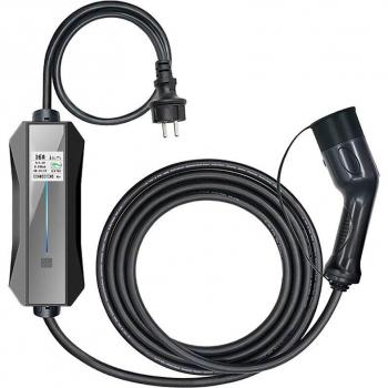 Ksix - Cargador de coche eléctrico portátil Modo 2 Schuko-T2 Monofásico 16A con manguera de carga de 5m