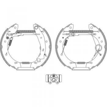 Kit de frenos de tambor HELLA 8DB 355 004-351 con cilindro de rueda y elemento de ajuste para sistemas Brembo, compatible con CITROEN y PEUGEOT