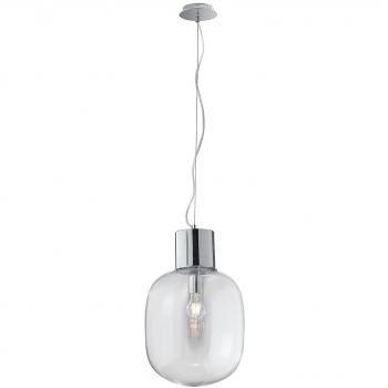 Lámpara colgante Fellins de metal y vidrio, cromo, 1 bombilla, dimensiones 30x34.6 cm