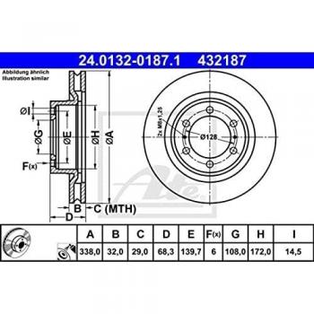 2 Disco de freno ATE 24.0132-0187.1 adecuado para TOYOTA LEXUS
