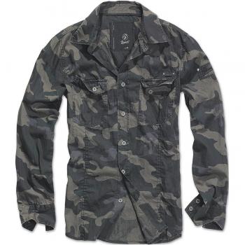 Brandit Men's Slim Fit Long Sleeve Dark Camo Shirt
