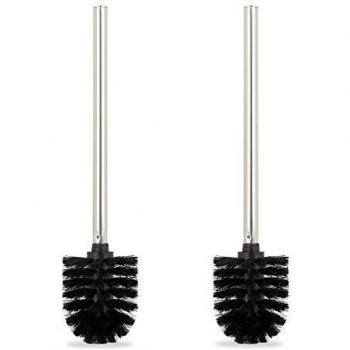 Set de 2 Escobillas para Inodoro Relaxdays, Cabezal Intercambiable, Sin Soporte, Negro 36 x 8 cm