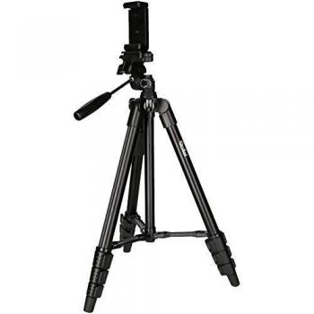 Rollei Smartphone Tripod Traveler I Trípode de vídeo ultraligero I Carga útil de hasta 2 kg I incl. cabeza de trípode I Bolsa de trípode I Mando a distancia Bluetooth I Negro