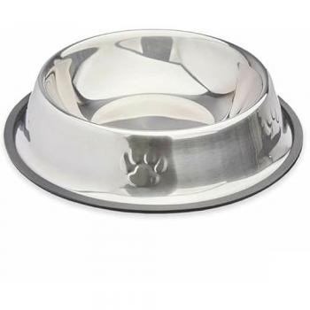 Comedero para Perro Mascow Plateado Gris de Goma y Metal 26 x 7 x 26 cm (12 Unidades) - Alta Calidad
