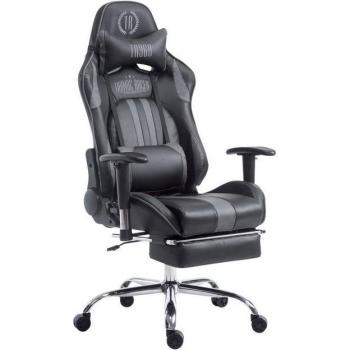 Silla de Gaming Limit V2 en Cuero Sintético Negro/Gris, Ajustable y Giratoria con Reposapiés