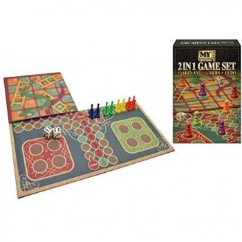 M.Y 2 in 1 Traditional Board Game Set | Snakes & Ladders and Ludo Double-Sided Folding Board