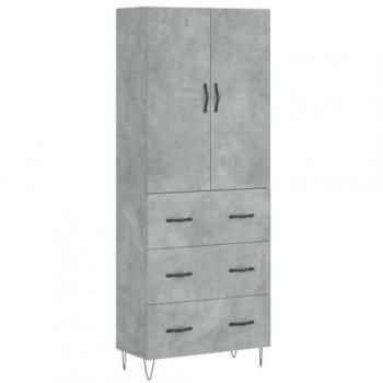 Aparador alto de madera contrachapada gris hormigón 69,5x34x180 cm