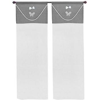Cortinas Semitrasparentes para Puerta Ventana 60x240 cm - Par de 2 Unidades Tela Gris Interior
