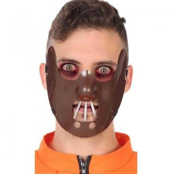 Máscara de Halloween Hannibal Lecter Media Máscara de Preso Loco Color Marrón
