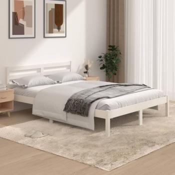 Estructura de cama de madera maciza de pino blanco 135x190 cm