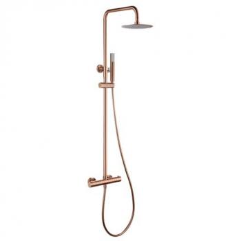 Conjunto ducha termostático Génova oro rosa cepillado IMEX BTG053/ORC