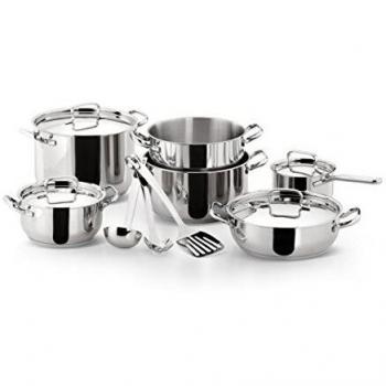 Batería de Cocina Lagostina Sfiziosa 13 Piezas en Acero Inoxidable 18/10, Inducción, Gas y Horno, con Fondo Lagoseal Plus
