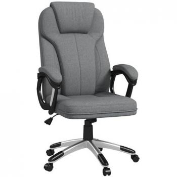 Vinsetto Silla de Oficina Tapizada en Tela con Función de Basculante, Altura Ajustable, Reposabrazos, Dimensiones 66x75x110-120 cm, Color Gris