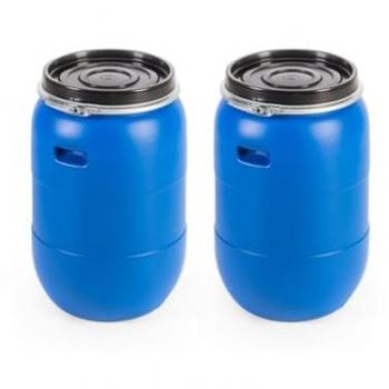 Bidón de plástico con boca ancha de 30L AZUL - Pack de 2 unidades - Hermético con cierre ballesta - Apto para uso alimentario