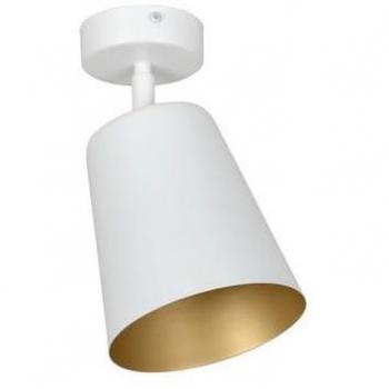 Foco Colgante Prism, Acero con recubrimiento de polvo, Blanco y Oro, 15x30x15 cm