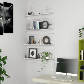 Estantes de Pared 4 Unidades Aglomerado Blanco 80x11,5x18 cm