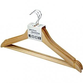 ROZENBAL 3 Perchas de Madera barnizadas Rubic, Marrón