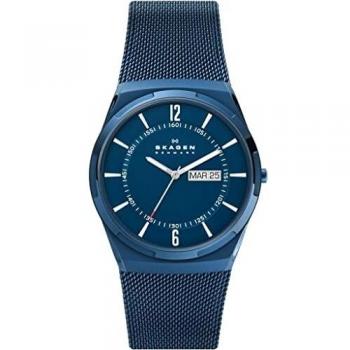 Skagen Melbye Three-Hand Day-Date Blue-Tone Stainless Steel Mesh Watch