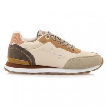 Zapatillas Deportivas Mustang Joggo 60439 para Mujer - Beige, Cierre con Cordones, Casual, Tela, EU 40