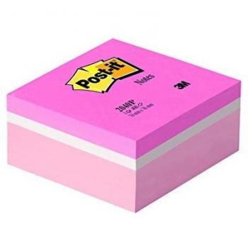 Post-it - Notas en cubo, colores rosa neón