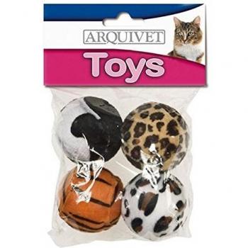 ARQUIVET Pelota Leopardo - Pelotas de Juguete para Gatos - 5 cm - Contiene 4 Unidades - Accesorios para felinos - Pelotas llamativas para Gatos - Juegos para Gatos