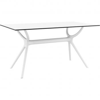 Air 180 Folding Rectangular Cafe and Bistro Table - White