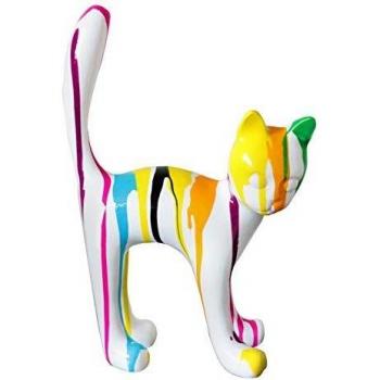 Figura Decorativa Gato Kuatéh Bastet 22x12x31 cm Blanco Multicolor