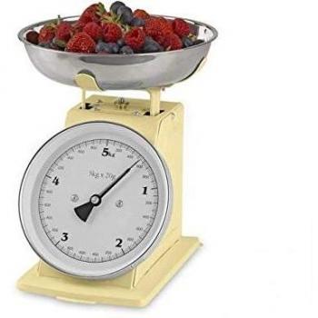 GOURMETmaxx báscula de cocina diseño retro años 50 | Báscula de acero inoxidable extraíble con resultados de medición exactos y función de tara [vainilla]