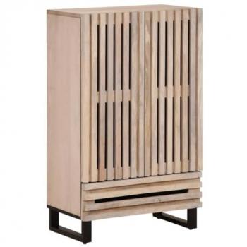 Aparador alto de madera maciza de mango 60x34x100 cm, color marrón, armario auxiliar, aparador de almacenaje